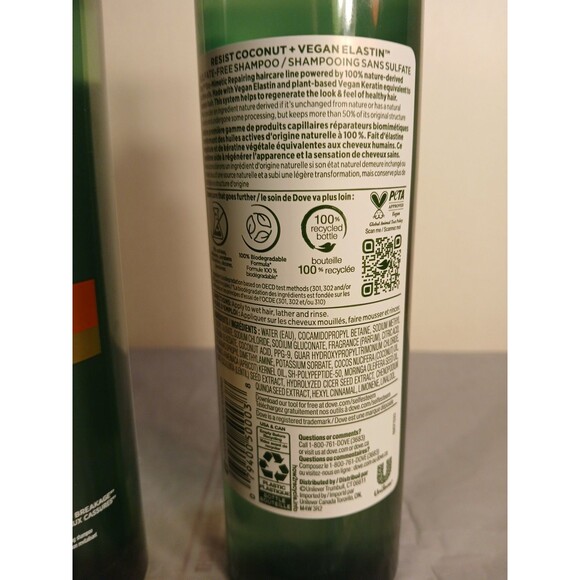 (2)10oz Dove RE+AL BIO-MIMETIC CARE Coconut+Vegan Collagen Sulfate-Free Shamp. - Picture 9 of 14